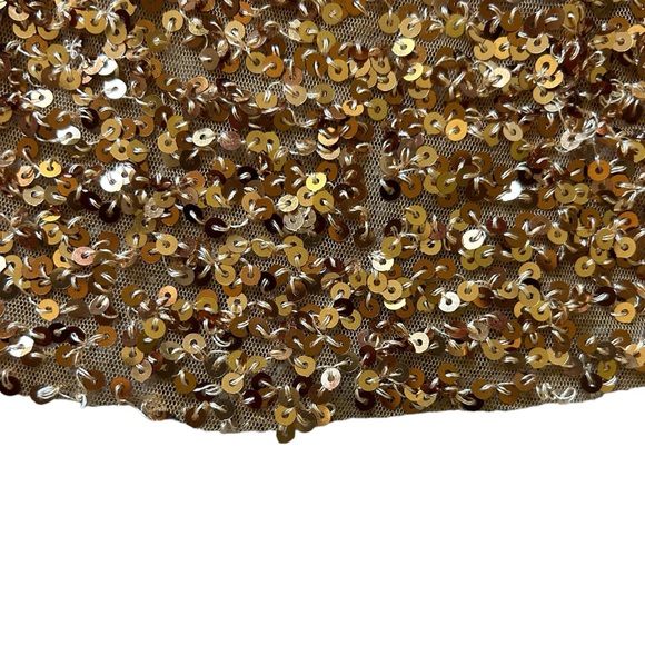 Zara gold sequins v neck maxi dress sleeveless size large disco wedding cocktail - Picture 5 of 11